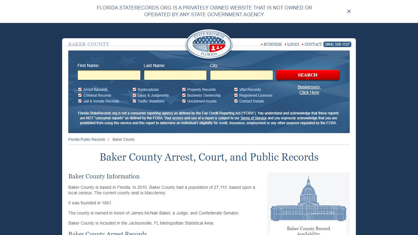 Baker County Arrest, Court, and Public Records